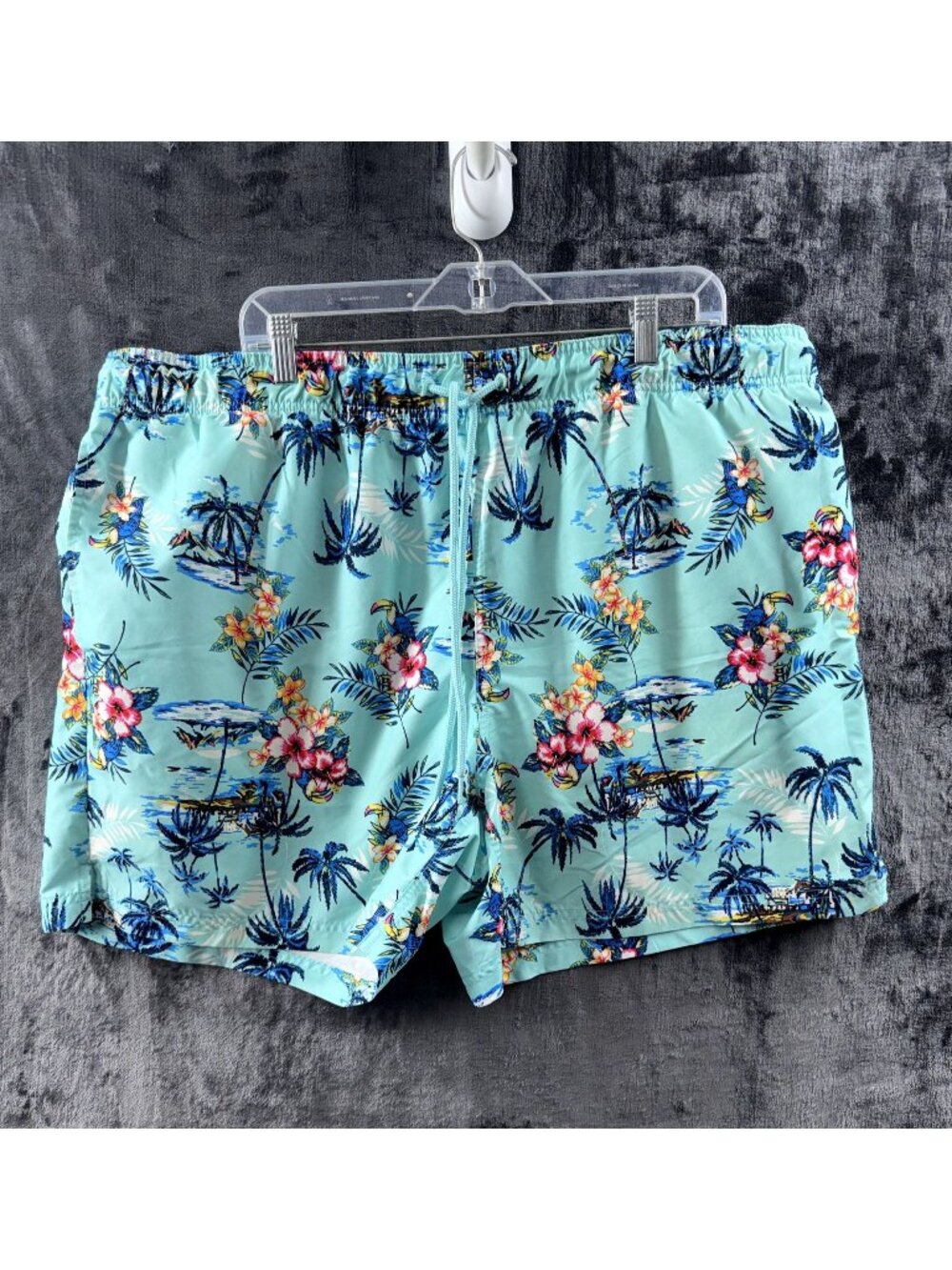 George Men's Swim Trunks 2XL Tropical Hawaiian Beach Print Mesh Lined Drawstring